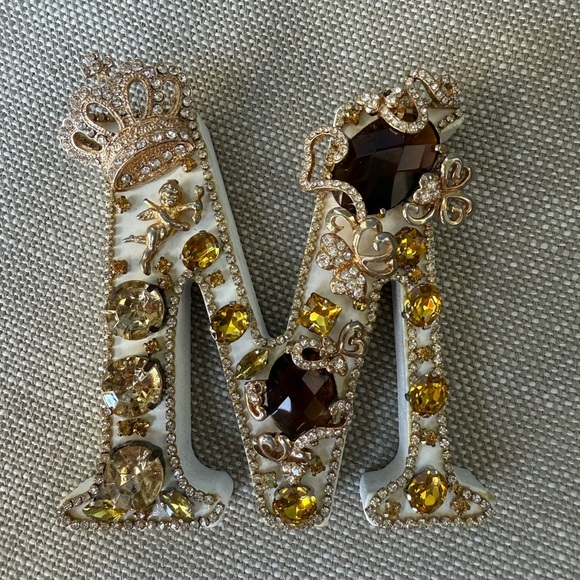 Custom Rhinestone Letter Decor Sparkly Wall or Table Initials, Handmade Crystal - Picture 1 of 2